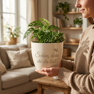 Personalisierter Blumentopf — Geschenk Lieferfahrer Paketboten — im Wohnambiente