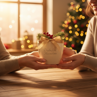 Blumentopf mit Lasergravur 'Danke fürs Mitwachsen' — Geschenk für Auszubildende — geschenk_uebergabe