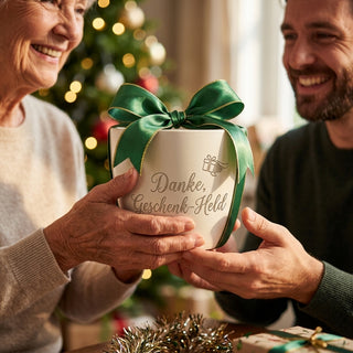 Personalisierter Blumentopf mit Gravur — Geschenk für Cutter & Bastel-Fans — als persoenliche Geschenk-Uebergabe
