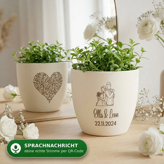 Sprachtopf zur Hochzeit mit Gravur und Sprachnachricht per QR-Code