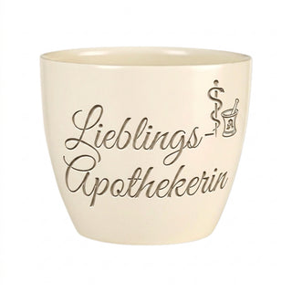 Personalisierter Blumentopf mit Gravur — Geschenk für Apothekerin — topf_gravur