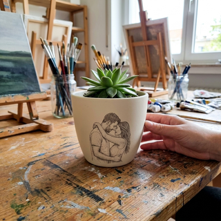 Dot Art Blumentopf personalisiert – Gravur deines Lieblingsfotos