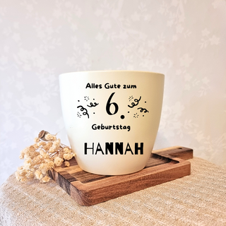 Geburtstagsgeschenk - Blumentopf graviert - 6. Geburtstag