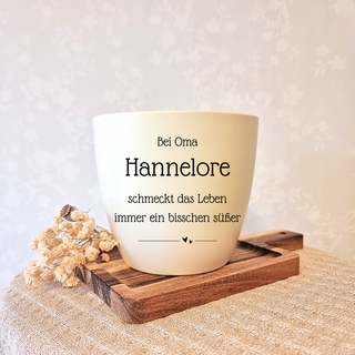 Familiengeschenk - Blumentopf graviert - Oma, Leben schmeckt süßer