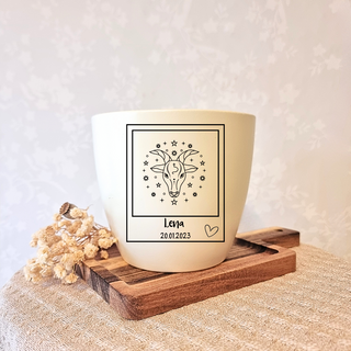 Besonderes Geschenk - Blumentopf graviert - Sternzeichen Steinbock