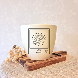 Besonderes Geschenk - Blumentopf graviert - Sternzeichen Wassermann