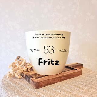 Geburtstagsgeschenk - Blumentopf graviert - 53. Geburtstag