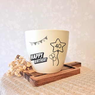 Geburtstagsgeschenk - Blumentopf graviert - 40. Geburtstag