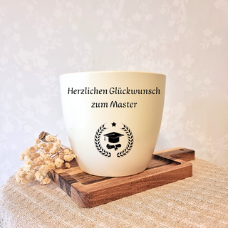 Abschlussgeschenk - Blumentopf graviert - Glückwunsch zum Master