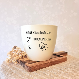 Besonderes Geschenk - Blumentopf graviert - Geschwister Pfoten
