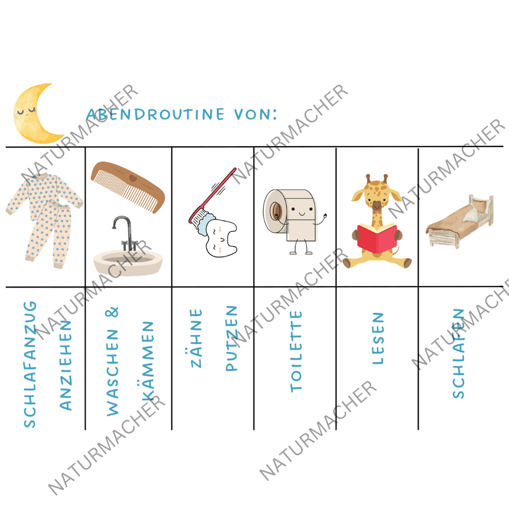 Abendroutine Plan für Kinder zum Gratis-Download als PDF – Naturmacher