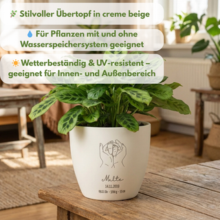 Geschenk zur Geburt Baby -  Blumentopf graviert mit Geburtsdaten