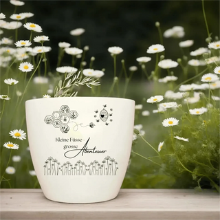 Geschenk zur Geburt - Blumentopf graviert - Bienen