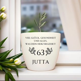 Geburtstagsgeschenk - Blumentopf graviert - 63. Geburtstag