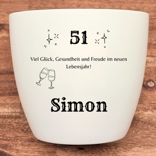 Geburtstagsgeschenk - Blumentopf graviert - 51. Geburtstag