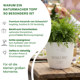 Blumentopf mit Lasergravur 'Für süße Meisterwerke' — Geschenk Patissier