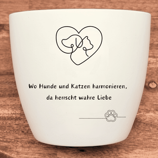 Besonderes Geschenk - Blumentopf graviert - Katze & Hund