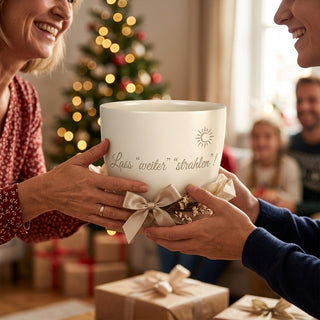 Personalisierter Blumentopf mit Gravur — Geschenk für Animateurin — geschenk_uebergabe