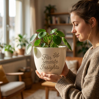 Geschenk für Data Scientists – Gravierter Blumentopf mit persönlicher Note — im Wohnambiente