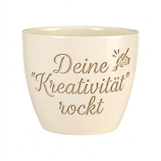 Persönlicher Blumentopf mit Gravur – Geschenk für Content Creator — Detailansicht der Lasergravur