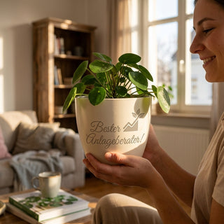 Personalisierter Blumentopf Geschenk Anlageberater — Gravur Keramiktopf — lifestyle