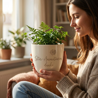 Personalisierter Blumentopf mit Gravur 'Star-Animateurin, danke' — Geschenk für Animateurin — lifestyle