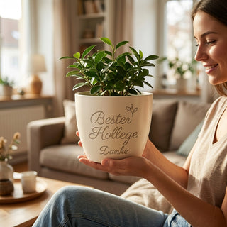 Persönlicher Blumentopf mit Gravur für Deinen Arbeitskollegen – Bester Kollege, Danke! — lifestyle