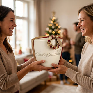 Blumentopf mit Gravur — Geschenk für Biologin — Leidenschaft fürs Leben — als persoenliche Geschenk-Uebergabe
