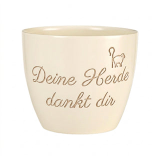 Personalisierter Blumentopf mit Gravur — Geschenk für Hirten & Pfarrer — Detailansicht der Lasergravur