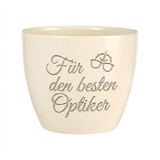 Personalisierter Blumentopf — Geschenk Augenoptiker mit Gravur — topf_gravur