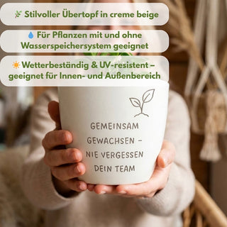 Stilvoller Übertopf in Creme – wetterbeständig