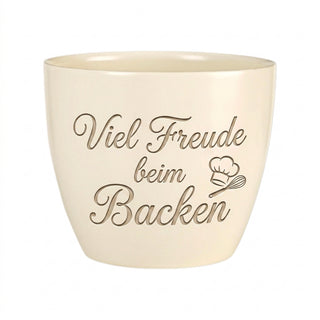 Persönliches Geschenk für Bäckerin – Gravur: Viel Freude beim Backen — Detailansicht der Lasergravur
