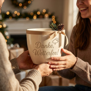 Personalisierter Blumentopf „Danke, Wetterfee!" — Geschenk Wetterfee Abschied — als persoenliche Geschenk-Uebergabe