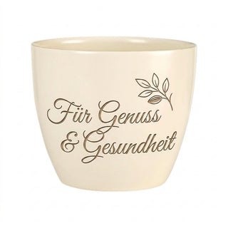 Personalisierter Blumentopf mit Gravur — Geschenk für Ernährungsberaterin — Detailansicht der Lasergravur