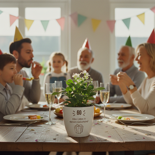 personalisierter Blumentopf Geburtstag „Glossy White“