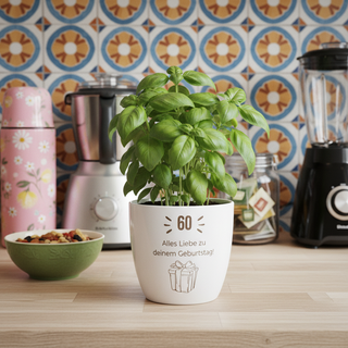 personalisierter Blumentopf Geburtstag „Glossy White“