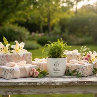 Hochzeitsgeschenk - Blumentopf graviert - Ja, ich will