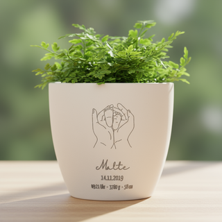 Geschenk zur Geburt -  Blumentopf graviert - Hände & Füße