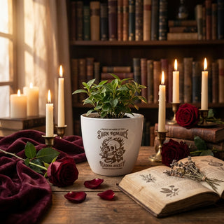 Dark Romance Bookie-Blumentopf – Für Book Lover, Leseecke & Bücherregal, Cozy & Mystisch