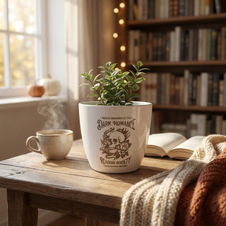 Dark Romance Bookie-Blumentopf – Für Book Lover, Leseecke & Bücherregal, Cozy & Mystisch
