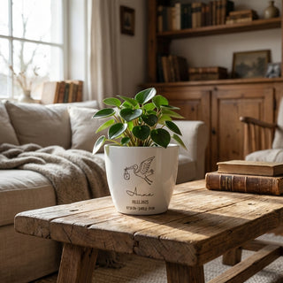 Personalisierter Hochglanz-Blumentopf – Babygeschenk mit Name & Geburtsdaten