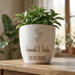 Personalisierter Hochglanz-Blumentopf – Geschenk zur Hochzeit
