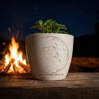 Geschenk Sternenbild personalisiert - gravierter Blumentopf Himmel zur Geburt, Hochzeit und anderen Anlässen mit Ort, Datum, Uhrzeit