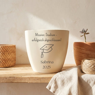 Abschlussgeschenk - Blumentopf graviert - Mission: Studium
