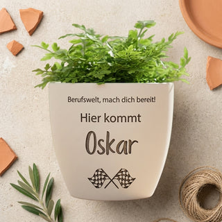 Abschlussgeschenk - Blumentopf graviert - Berufswelt