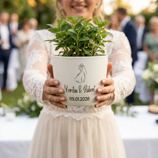 Hochzeitsgeschenk - Blumentopf graviert - Ja, ich will