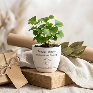 Geschenk zum Einzug - Blumentopf graviert - Endlich daheim