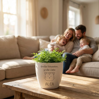 Besonderes Geschenk - Blumentopf graviert - Große Schwester