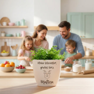 Besonderes Geschenk - Blumentopf graviert - Kleine Schwester