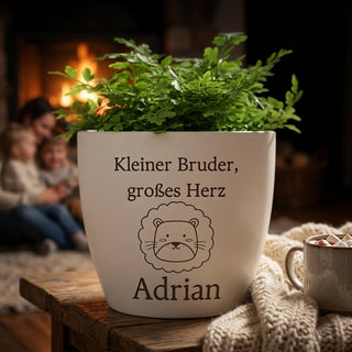 Besonderes Geschenk - Blumentopf graviert - Kleiner Bruder